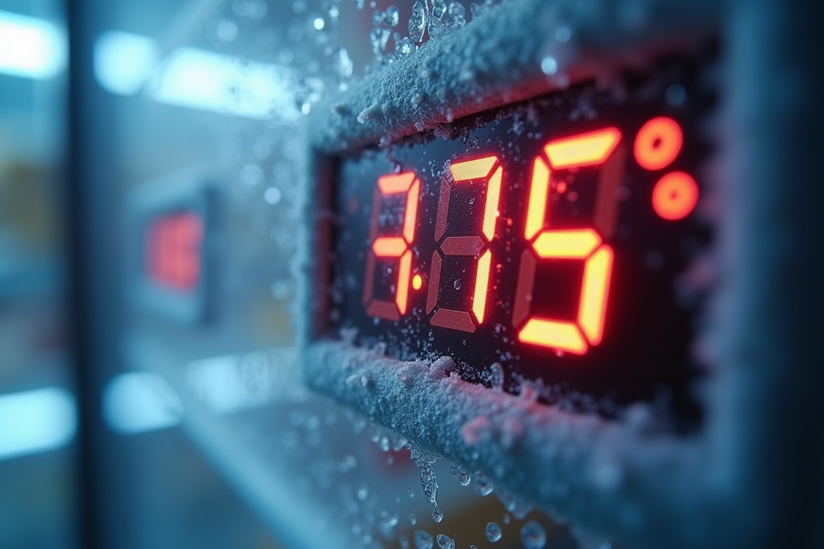 Gros plan sur l affichage de temperature du congelateur