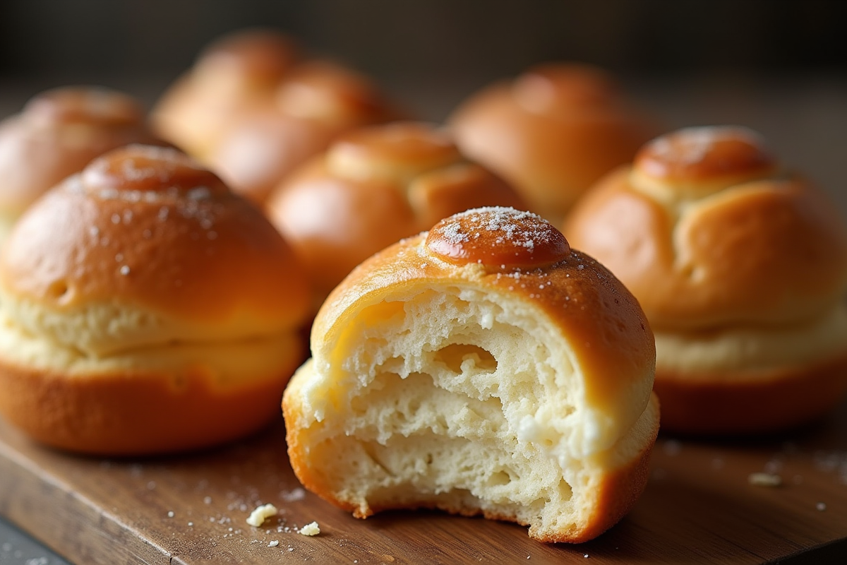 Choux ouverts avec intérieur aéré et texture croquante