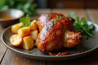 Confit de canard avec pommes de terre croustillantes et persil