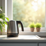 Plan de travail moderne avec bouilloire électrique en acier inoxydable