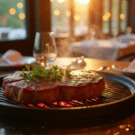 Steak juteux grillé dans un restaurant français moderne