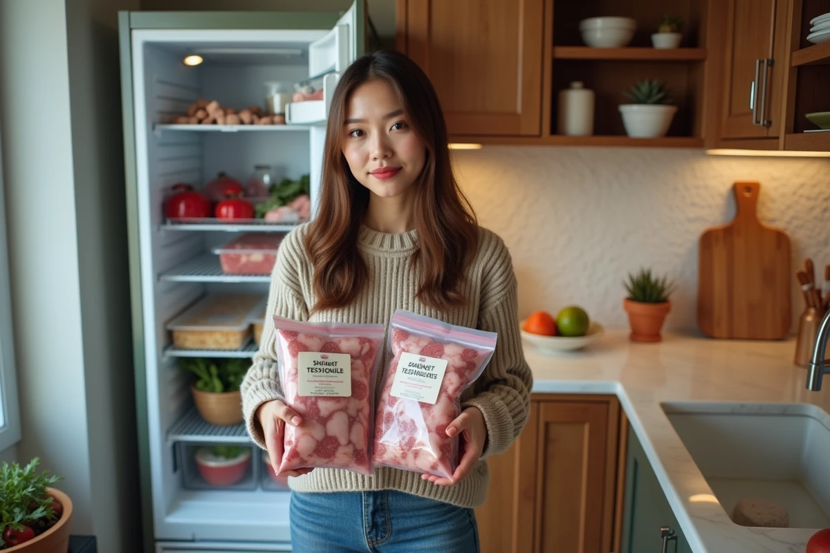 Jeune femme organisant des testicules d