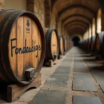 Fût de chêne vieilli dans une cave en pierre française avec une étiquette Fondaudège whisky pur malt