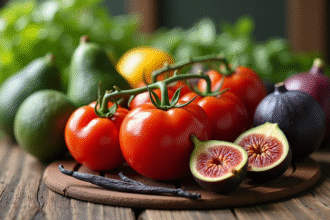 Fruits et légumes V comme tomates cerises et avocats