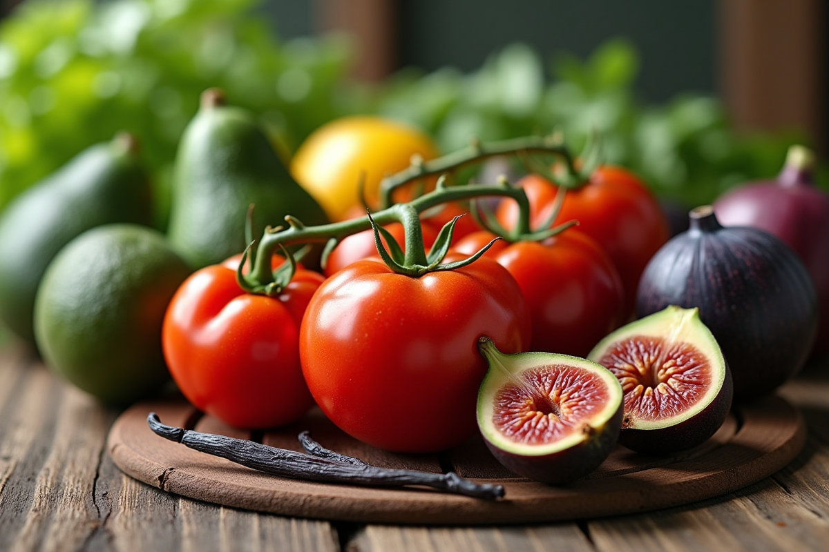Fruits et légumes V comme tomates cerises et avocats