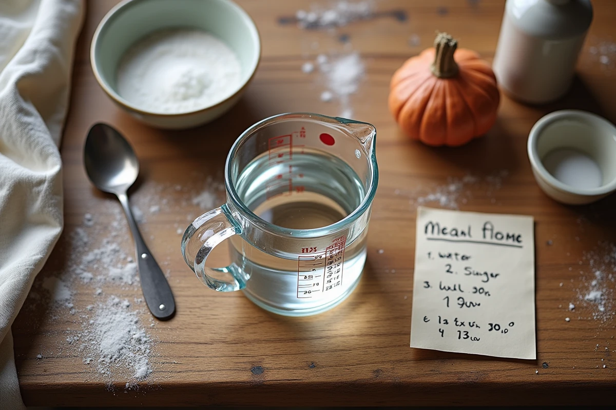 Vue de dessus d'un verre doseur indiquant 12,5cl pour illustrer la conversion de 125g en centilitres en cuisine